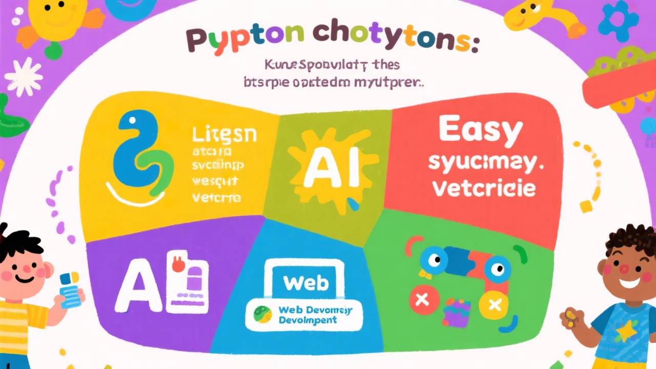 파이썬의 쉬운 문법과 다양한 활용성을 시각적으로 표현한 알기 쉬운 인포그래픽