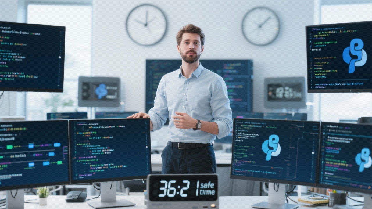 파이썬 업무 자동화로 시간을 절약하는 직장인의 모습